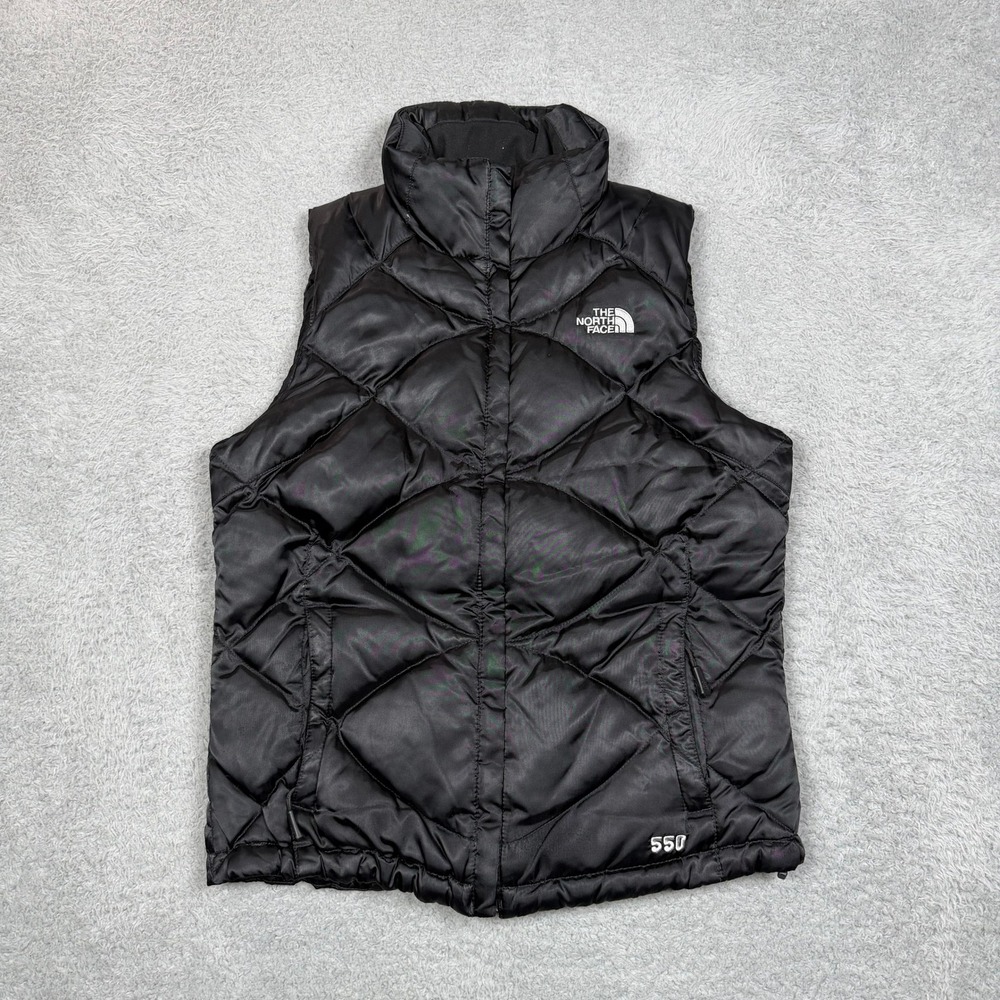 The North Face Womens 550 Down Puffer Vest Black Diamond Quilted Small S/P